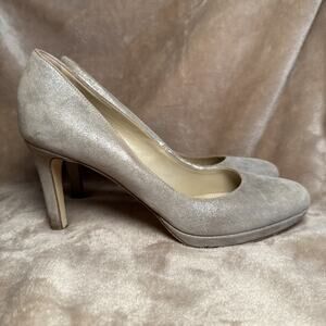 Hobbs London Made In Italy Juliet Siler Shimmer Suede Heels Women EU 40.5 US 9.5